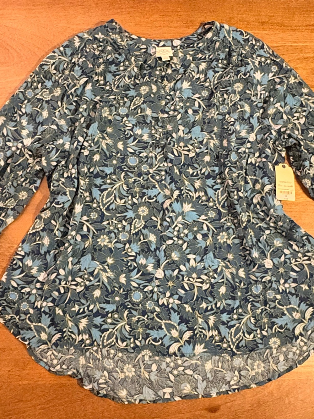 St. John's Bay Blue Floral Button-Front Tunic